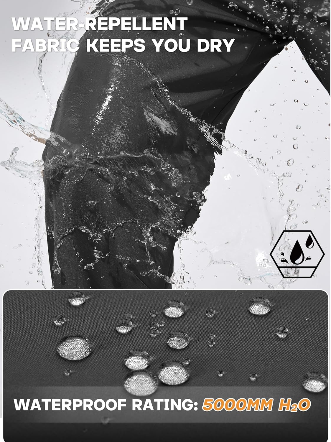 FREE SOLDIER Men's Warm Windproof Winter Fleece Lined Pants Hiking Expandable-Waist Softshell Snow Ski Pants - Image 6