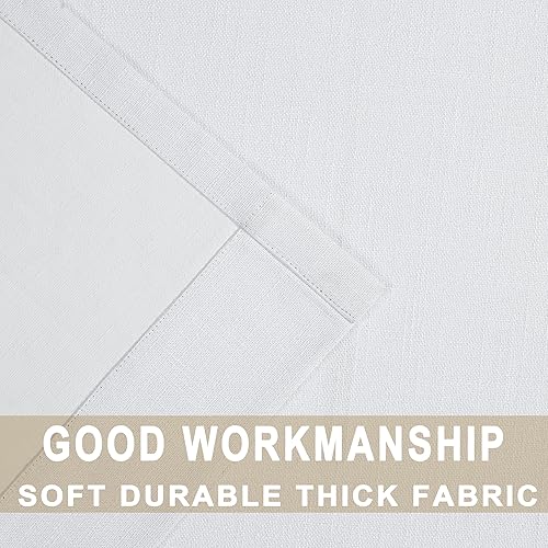 Miniatura 7 de Cortinas plisadas opacas con textura de lino blanco de 84 pulgadas de largo para sala de estar, cortinas plisadas con aislamiento térmico para barra