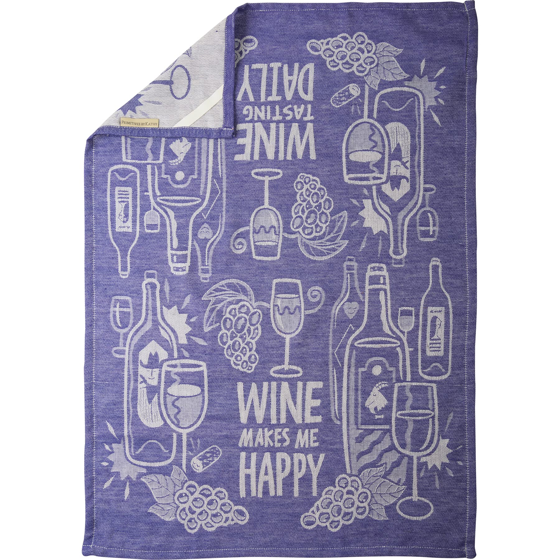 Primitives by Kathy Dekoratives Küchentuch mit Aufschrift Wine Tasting Daily Wine Makes Me Happy