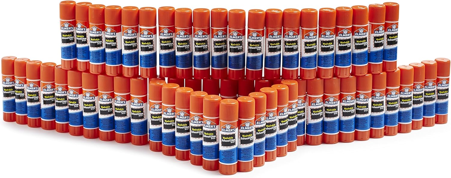 Elmer's Disappearing Purple School Glue Sticks, Washable, 0.24 Ounce Glue Sticks for Kids | School Supplies | Scrapbooking Supplies | Vision Board Supplies, 60 Count : Bulk Glue : Office Products