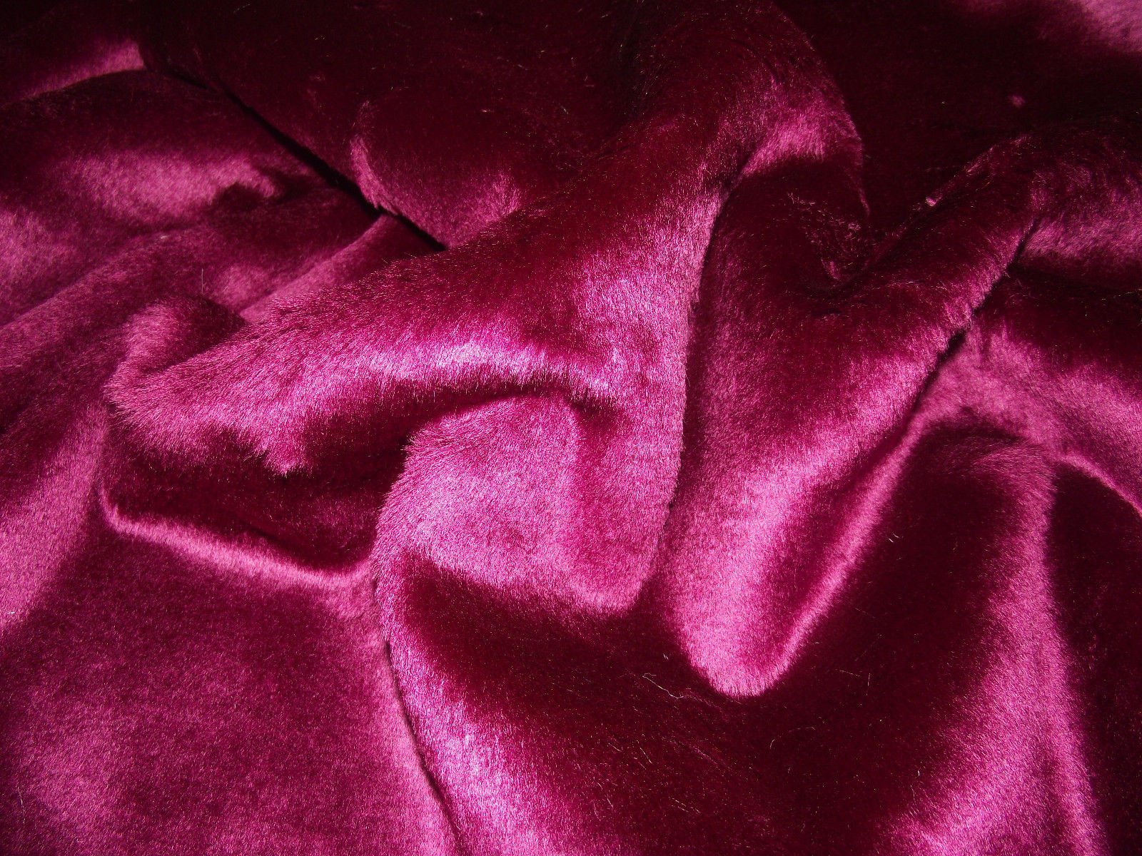 Short Plush Care Bear Faux Fur Fabric - Burgundy, 1Mtr - 150cmx100cm