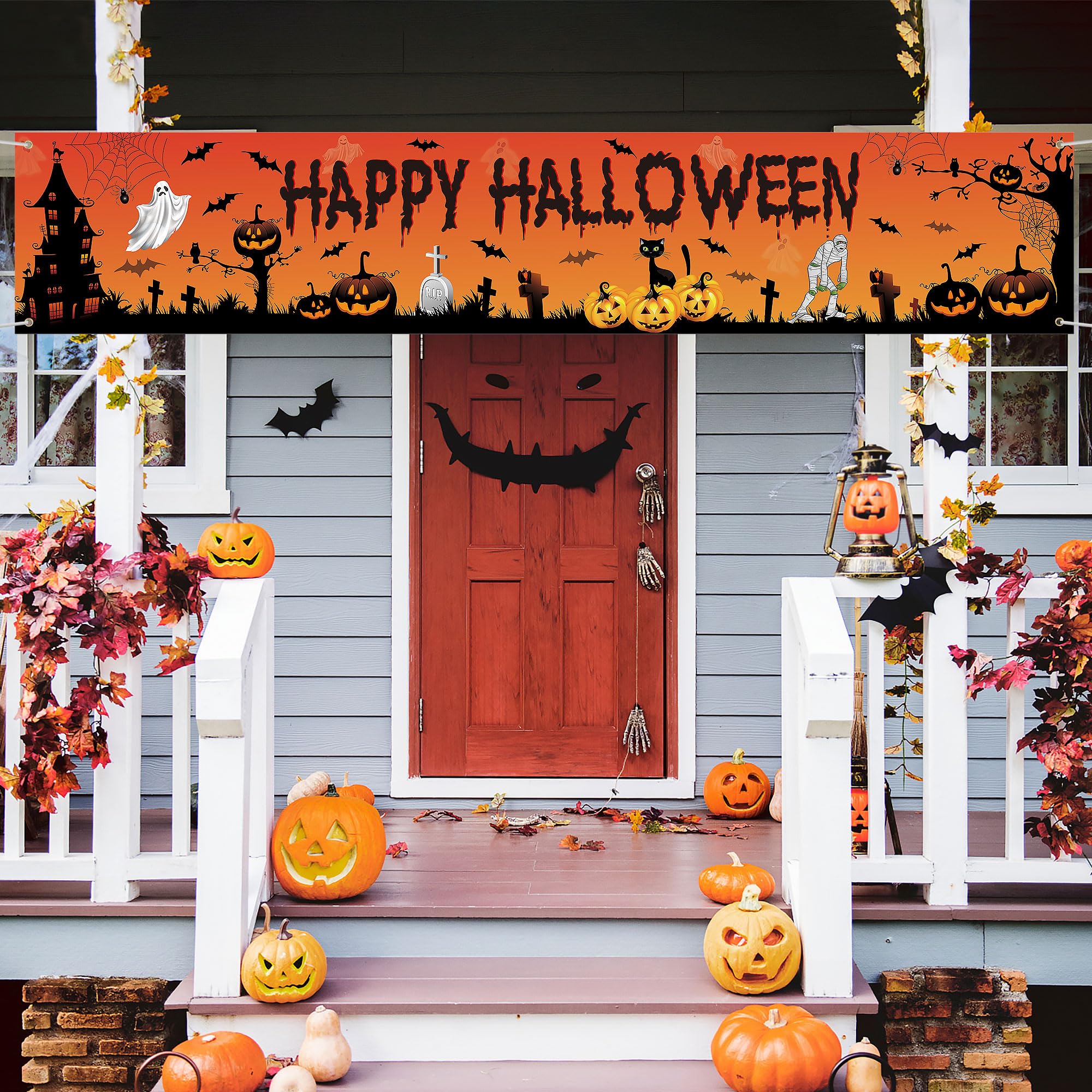 KatchOn Trick Or Treat Halloween Banner - Large 72x12 Inch Black Outdoor Door Decoration
