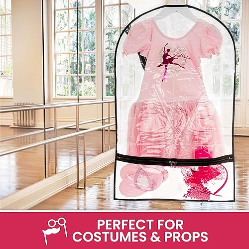 Miniatura 7 de Paquete de 2 Bolsas transparentes para ropa de baile para bailarines con cremallera diagonal duradera, bolsillos transparentes para accesorios de