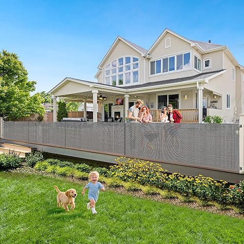 Miniatura 10 de Puerta retráctil reforzada de 80 pulgadas para bebés, puerta extra ancha para bebés para amplias aberturas, puerta retráctil para perros para