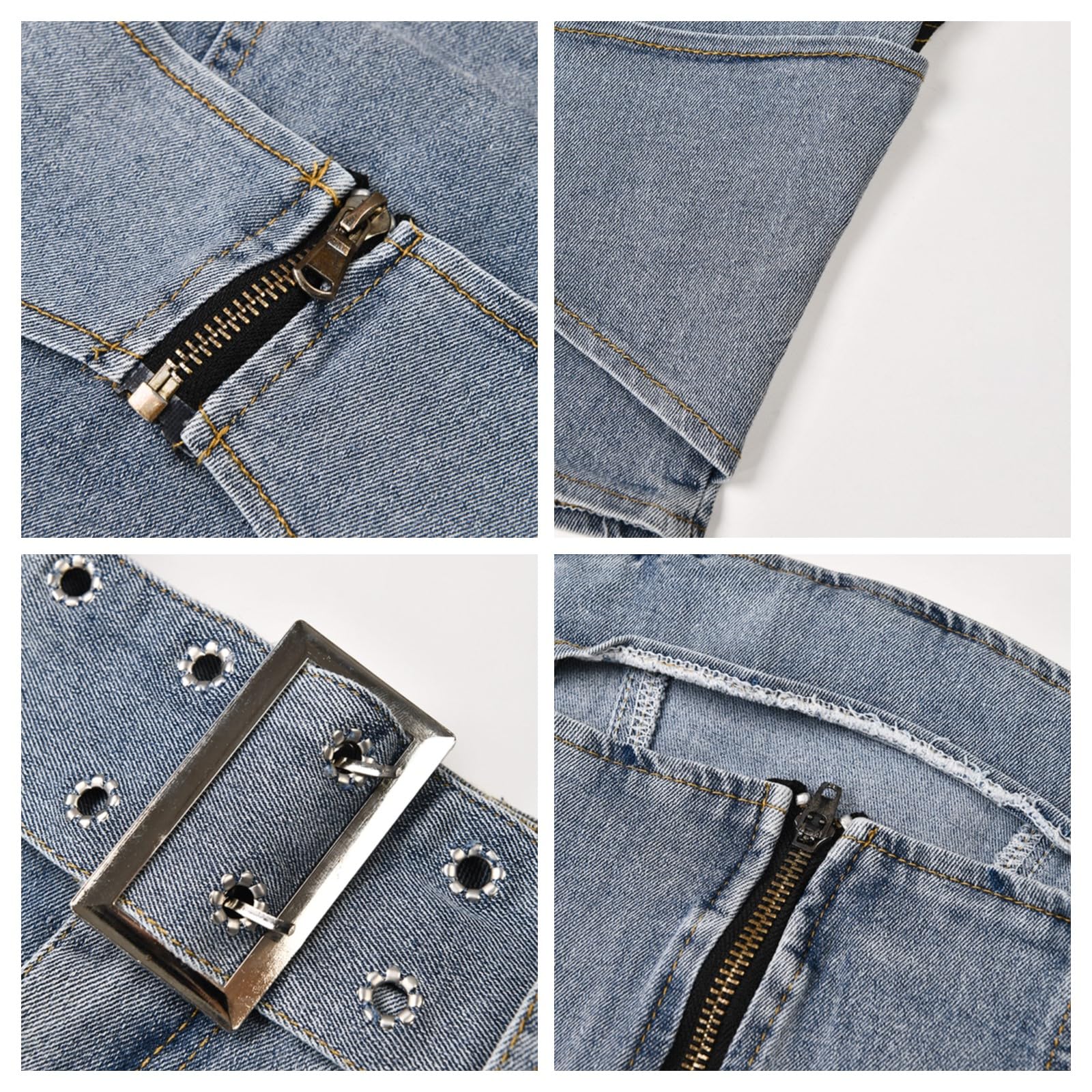 Set Gonna Da Donna in 2 Pezzi Allacciatura Alla Caviglia Con Spalle Scoperte Top Corto Gonna Corta Jeans Completo in Denim