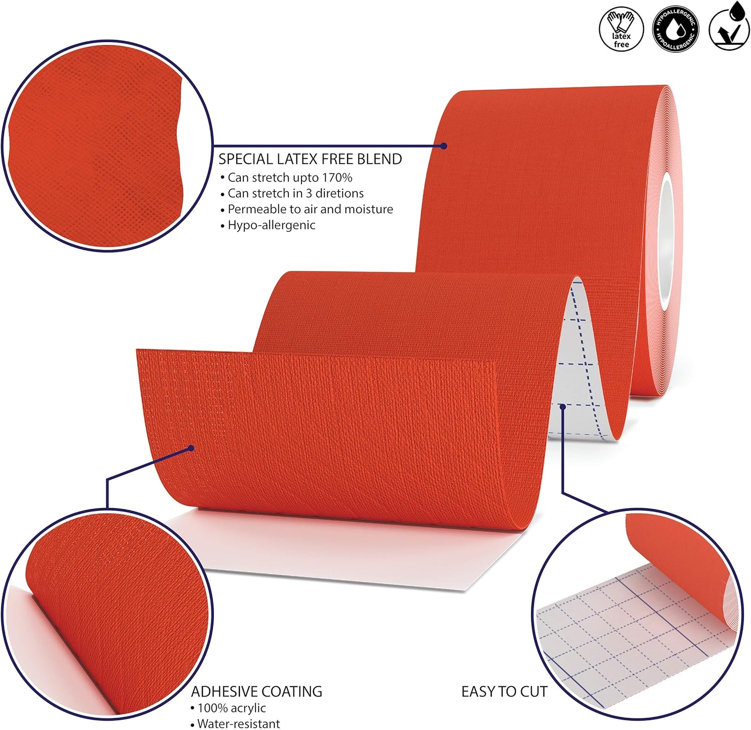 Titanium Sports Kinesiology Tape 5m Roll of Elastic Water Resistant