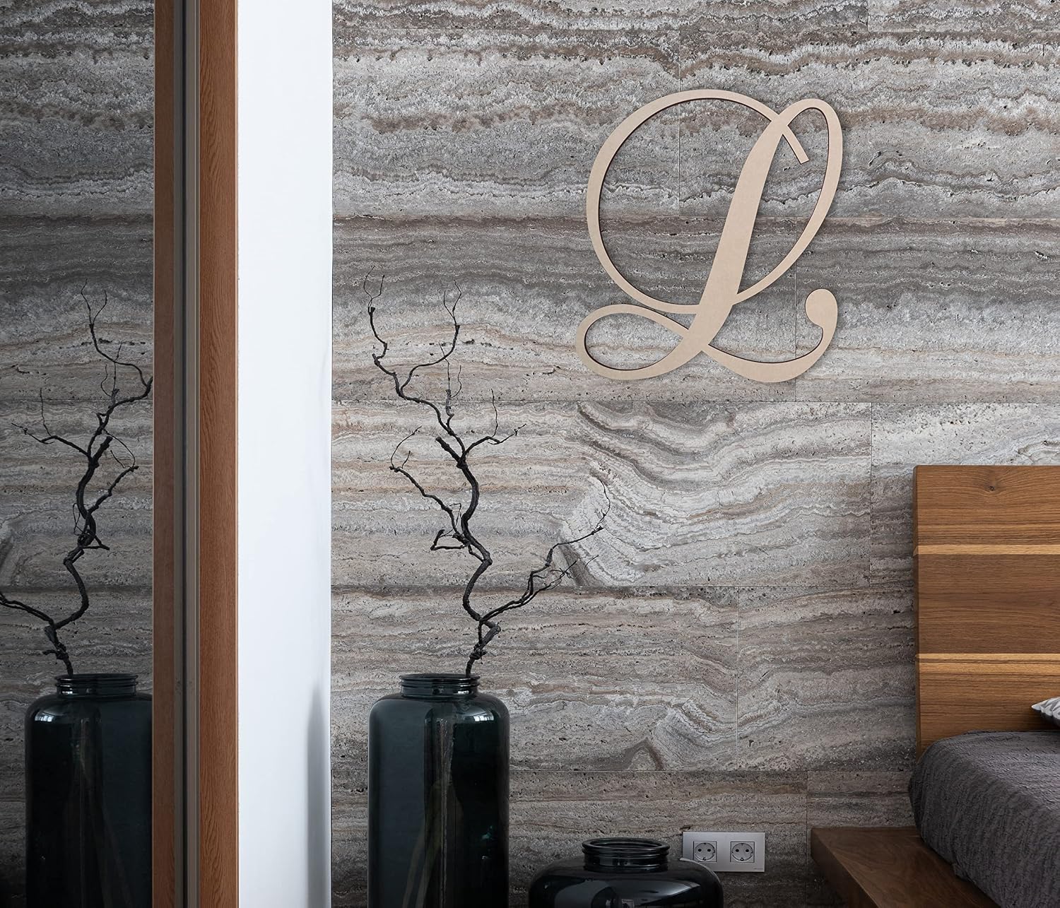 Jess and Jessica Wooden Letter L, 16" Long x 1/4" Thick – Large Wooden Letters for Wall Decor, Unfinished Monogram Cursive Large Letters for Wall Decor or Kids' Nursery Design - Brock Script Font