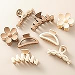 8PCS Hair Clips for Women, Flower Claw Clips for Thick Hair, Non-Slip Hair Accessories with Multi-Styles, Neutral Colors Hair Claw Clips and Variety Pack, Ideal for Girls