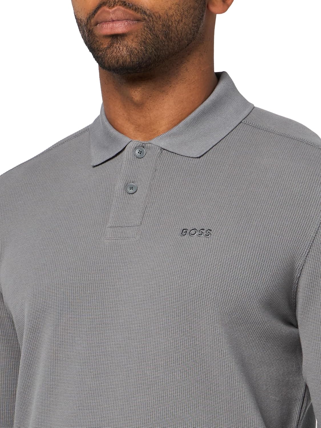 BOSS, Small Logo Long Sleeve Polo Shirt, Frozen Clay, S