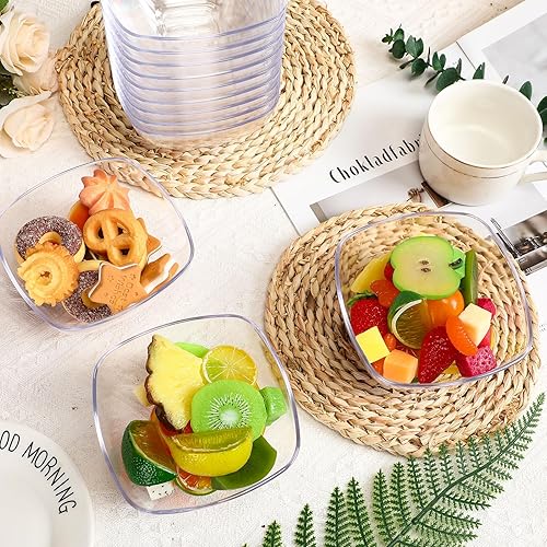 Miniatura 6 de Lallisa 24 cuencos de plástico transparente de 16 onzas para servir aperitivos o ensaladas de plástico desechables para fiestas, bodas, baby shower,