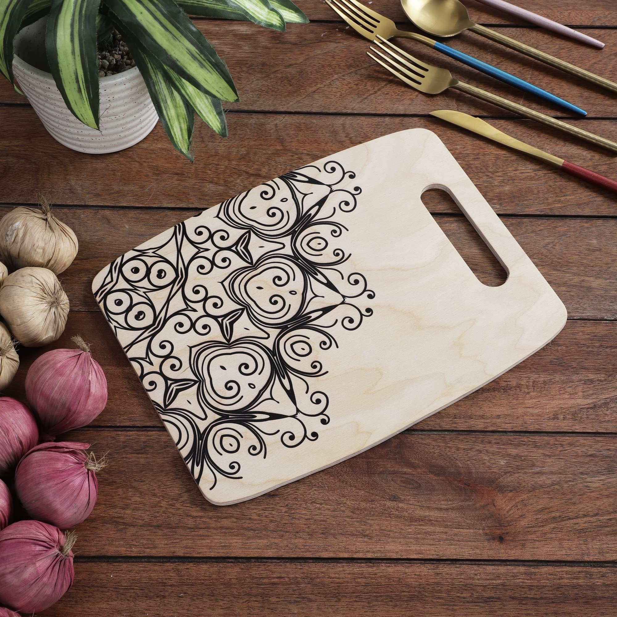 Inevitable Natural Wood Chopping Cutting Board for Kitchen Fruits, Vegetables & Cheese, Eco-Friendly, (29 x 22 cm)