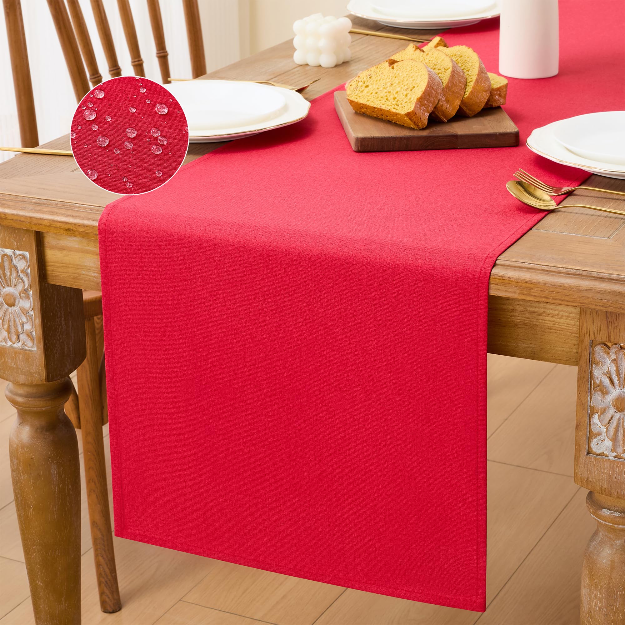 LAIDANLA Red Waterproof Table Runner 40 x 140 cm Christmas Table Runner