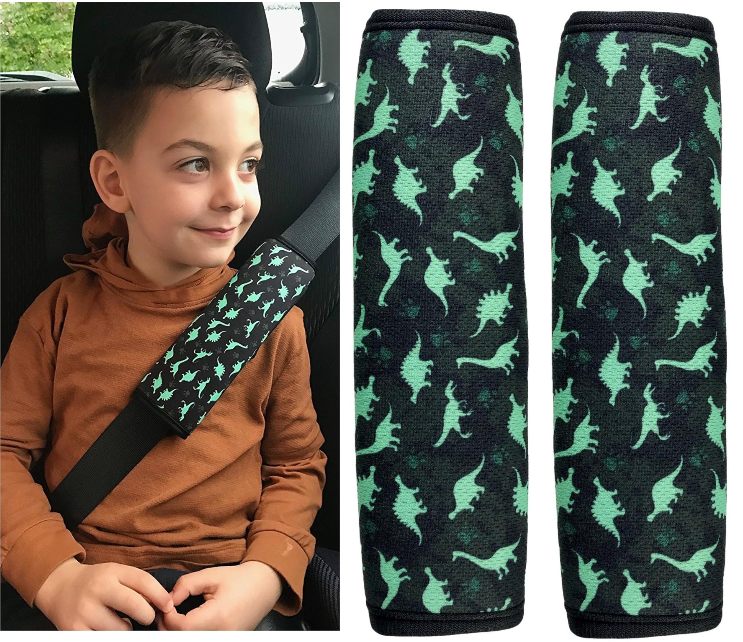 HECKBO 2x Auto Gurtpolster - Dinosaurier