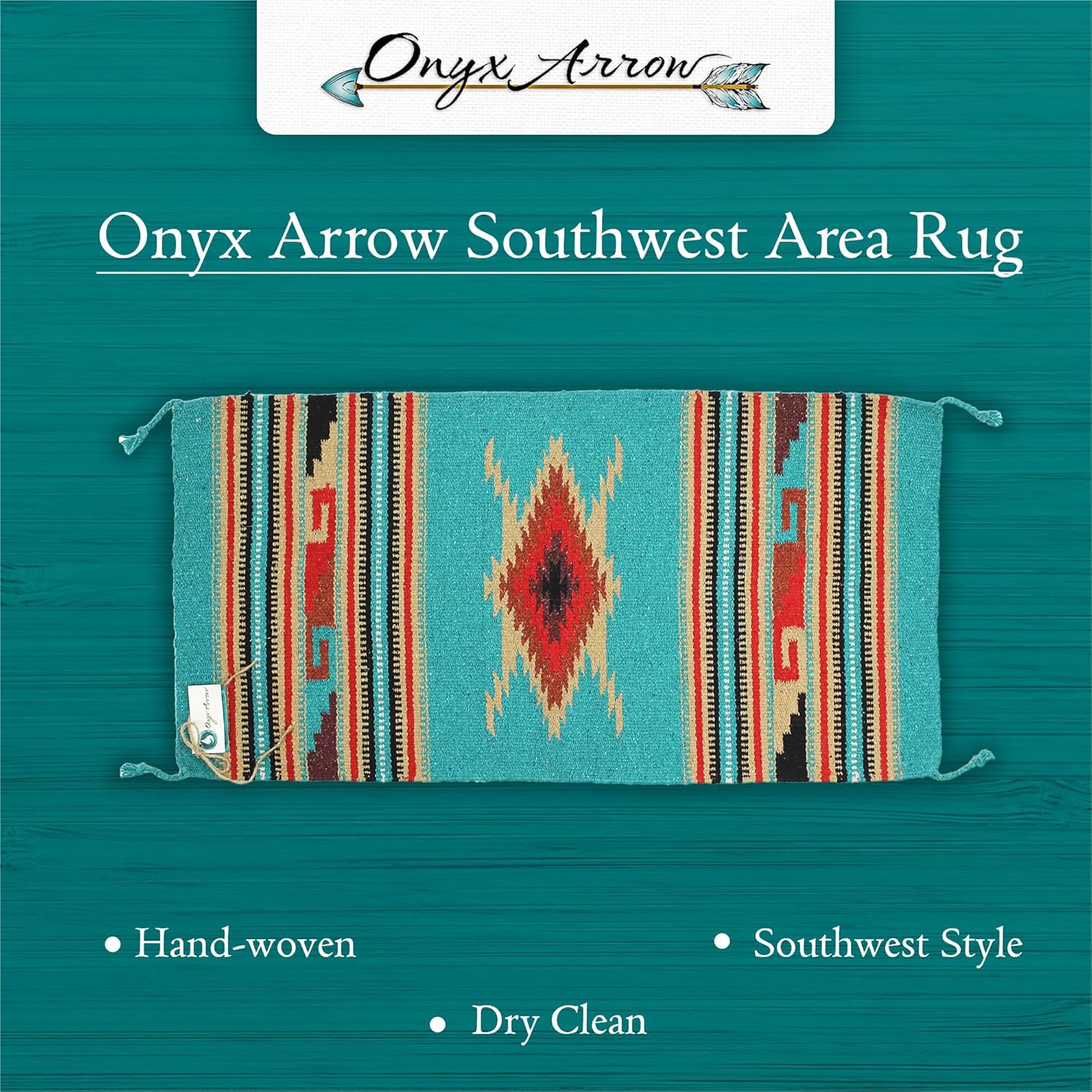 Boho Southwest Area Rug - Washable Bohemian Runner - Western Carpet - Rustic Rugs for Living Room, Outdoor Area, Bedroom, Decor, Kitchen & More (Eagle Eye Design, 20x40 Inches, Green/Tan)