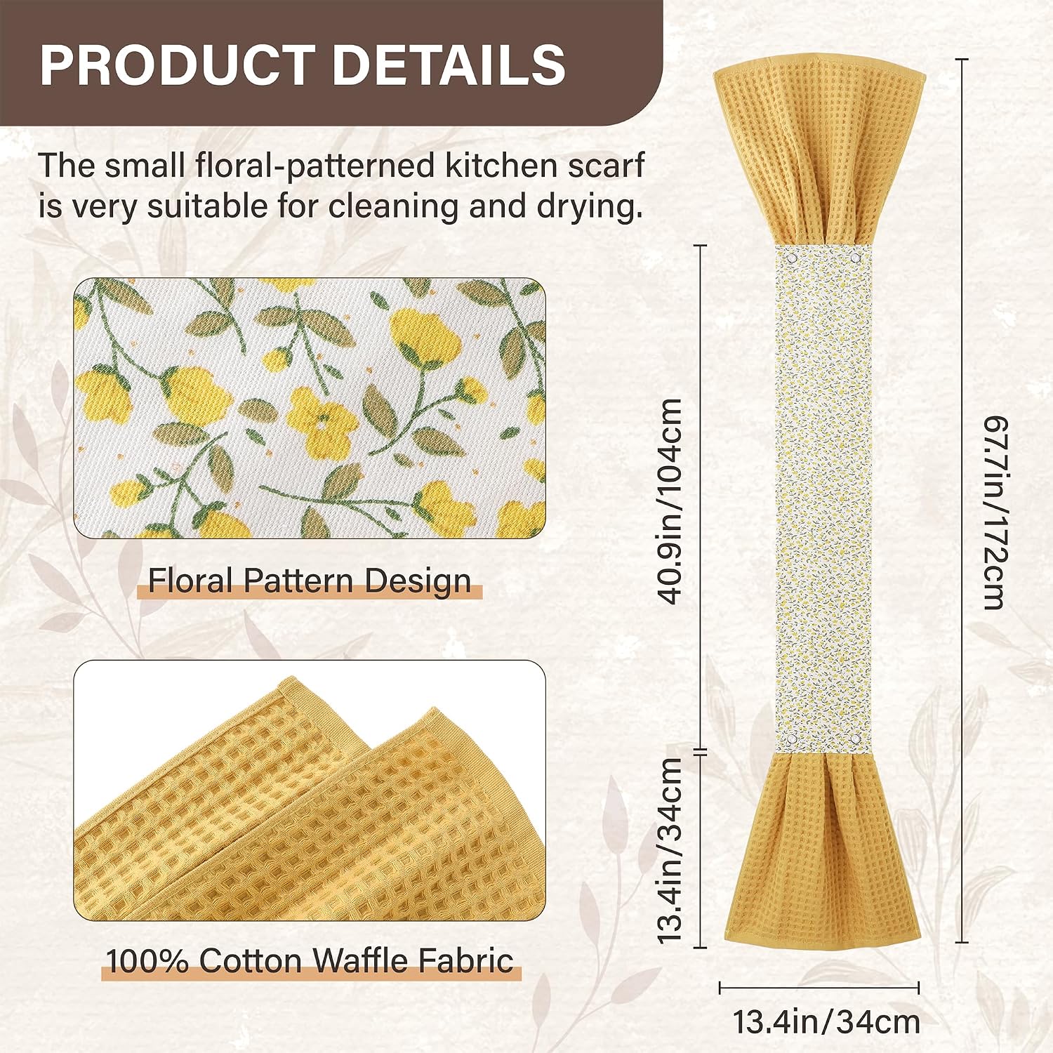 Cozy Laur Detachable Button Kitchen Towel Scarf – 100% Cotton Waffle Weave Hand Towel, Removable Washable Design for Cooking, Cleaning & Decoration image 3