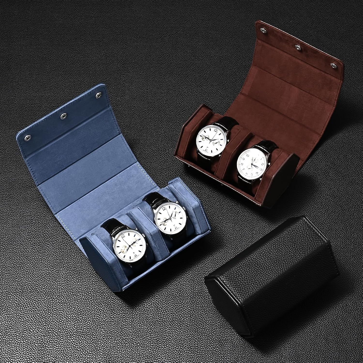 Oirlv 2-Slot Watch Box Blue Hexagonal image 4