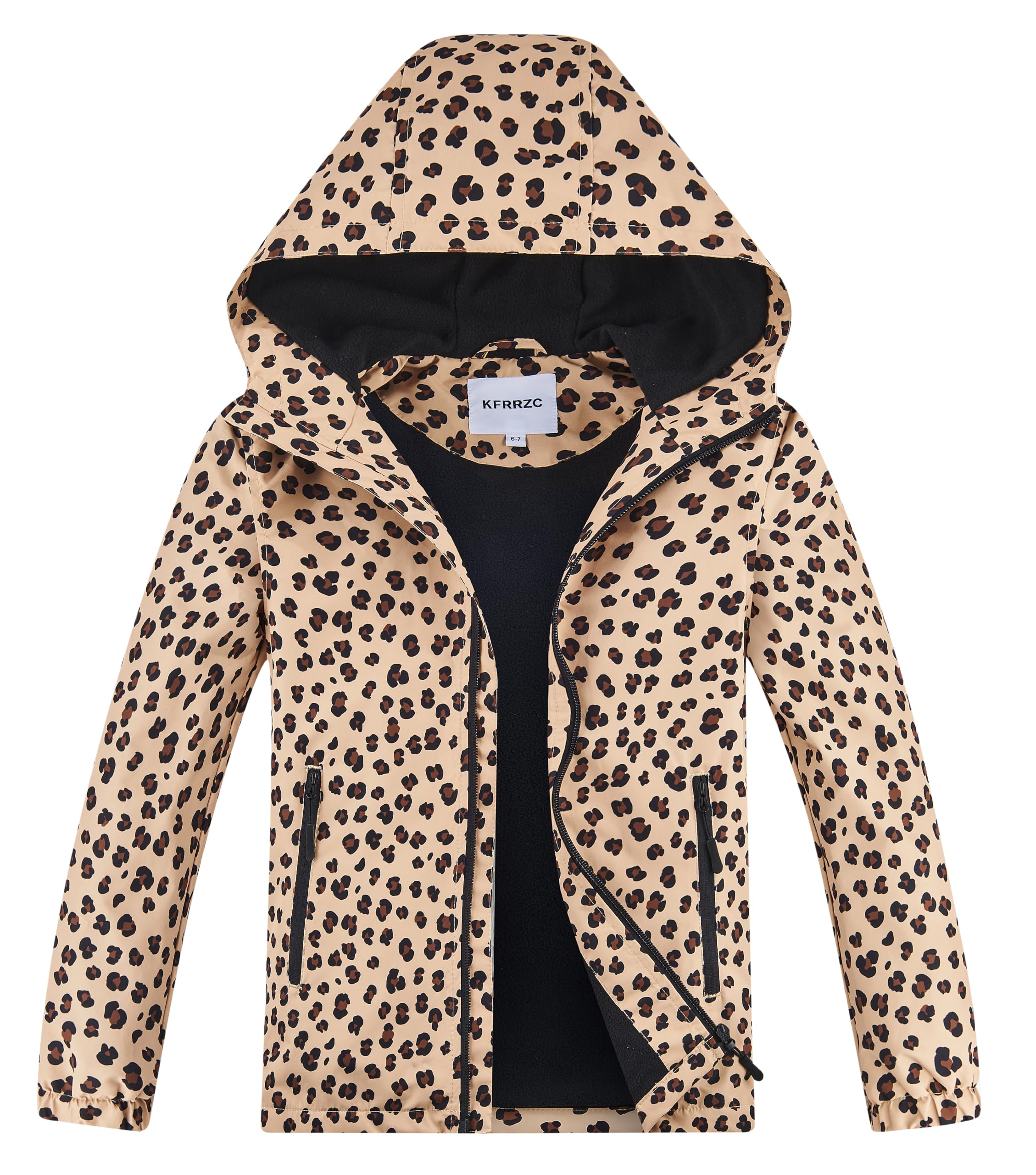 Boys Girls Waterproof Hooded Jackets Fleece Lined Rain Jackets