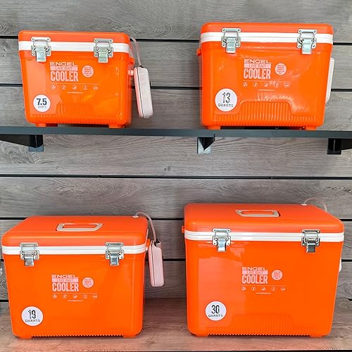 Miniatura 32 de ENGEL Caja seca aislada portátil para pesca con cebo vivo, enfriador hermético duro con bomba de aireador de velocidad de agua y red de tracción
