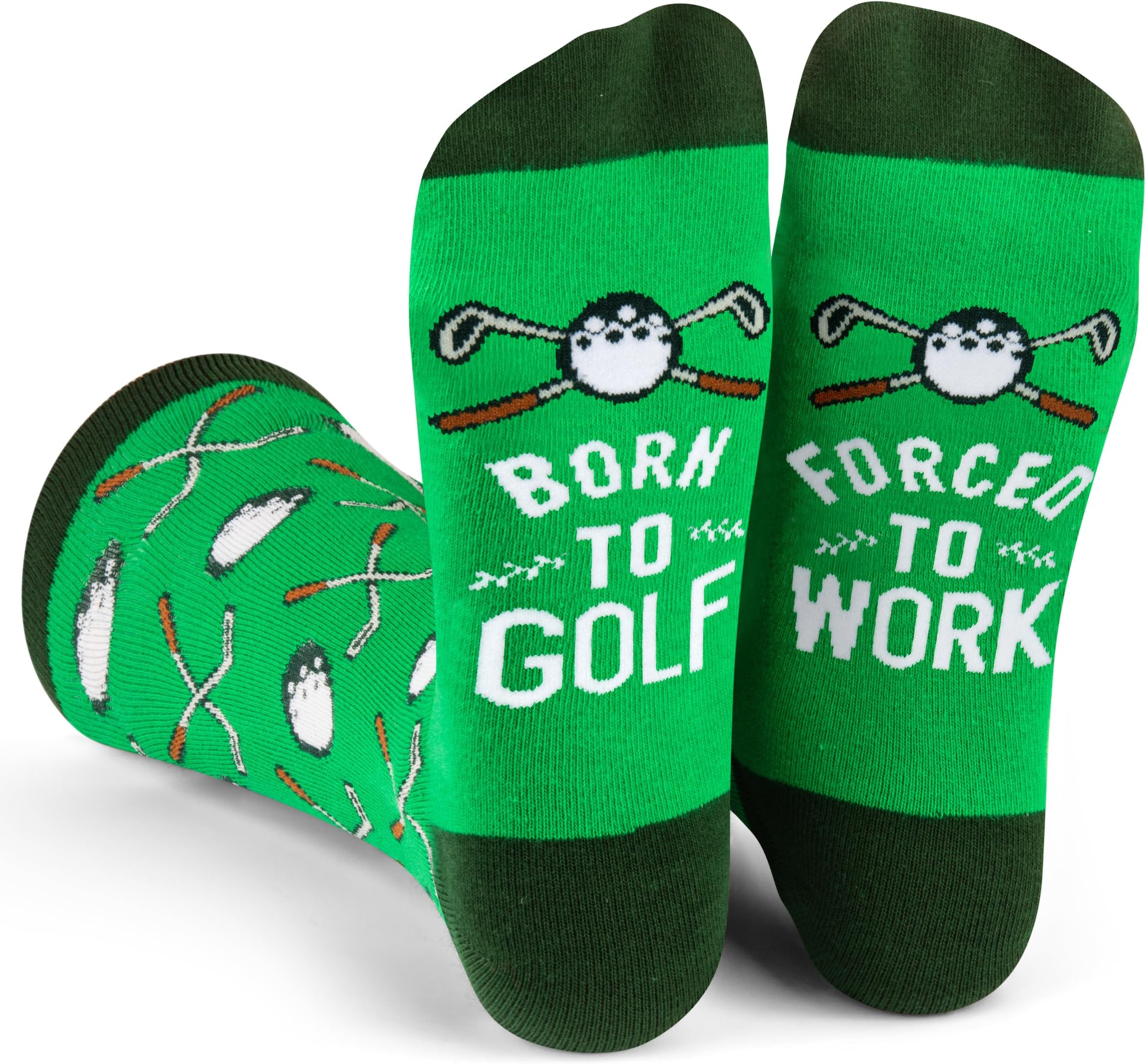 Born to Live, Forced to Work Funny Novelty Socks for Men - Bike, Fish, Camp, Golf, Hunt