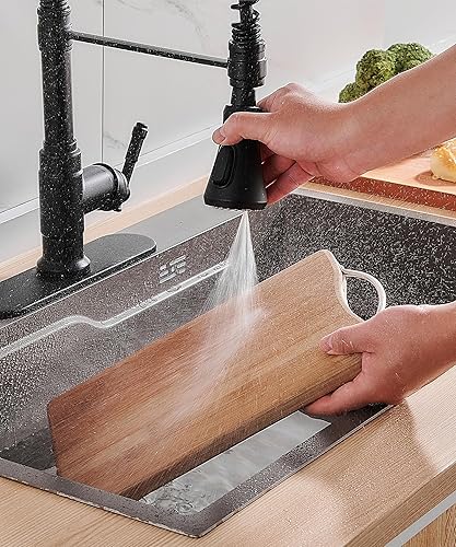 Vista 107 de FORIOUS - Grifo para fregadero de cocina Negro y dorado