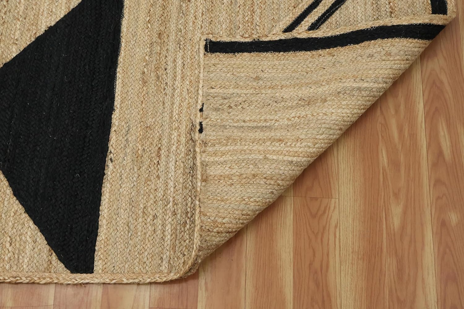 Jute Runner Kilim Runner Rug 2.6x14 Flatweave Beige Black Design Sisal Jute Rug Thick 0.27" Handmade Boho Geometric Pattern Carpet Indoor Outdoor Rugs for Hallway, Staircases, Corridor