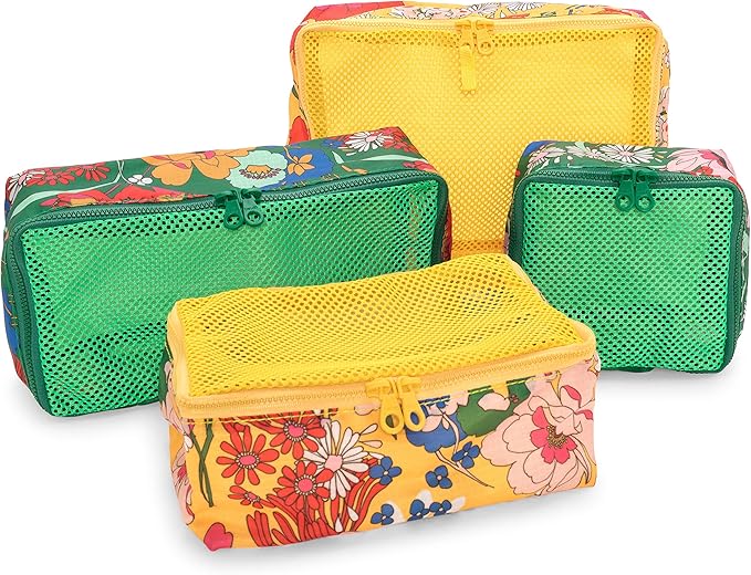ban.do Getaway Nylon/Mesh Packing Cube Set, Includes 4 Foldable Luggage Organizers