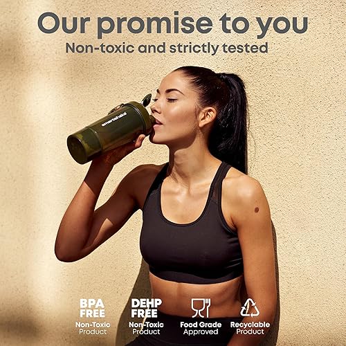 Miniatura 4 de Smartshake O2GO ONE - Paquete de 4 botellas mezcladoras de proteínas de 20 onzas, almacenamiento incluido, tapa de rosca a prueba de fugas, sin BPA,