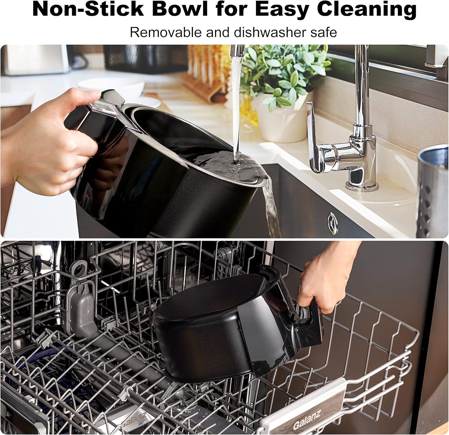 Diagram showing 360 degree air circulation inside air fryer