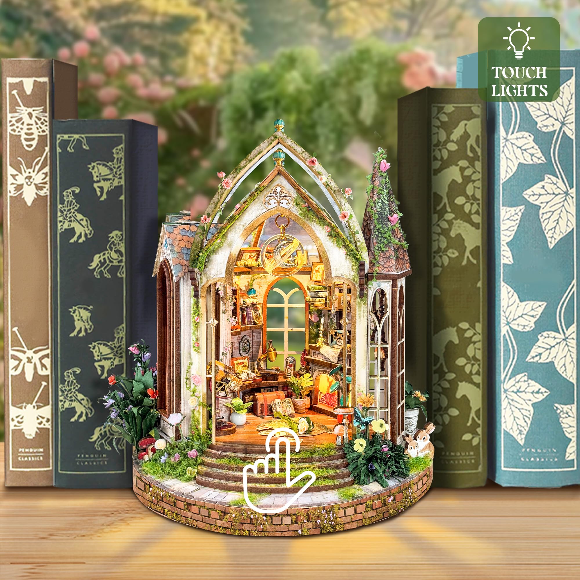 DIY Miniature House Kit, Book Nook Mini House Bookshelf Decor 3D Wooden Puzzle for Adults, Birthday Gift for Family, Friends - Dreamland Floral Studio - 4