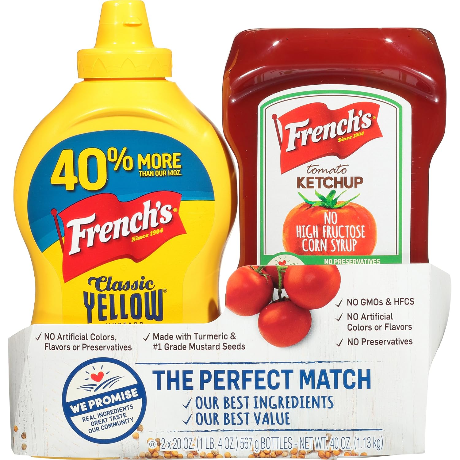 French's The Perfect Match Bundle Classic Yellow Mustard & Tomato Ketchup, 40 oz