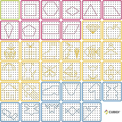 Miniatura 8 de CUBIDI Geoboards de madera con bandas de goma  Juguetes Montessori para niños de más de 4 años  Tablas geográficas para el aula  Juguetes STEM