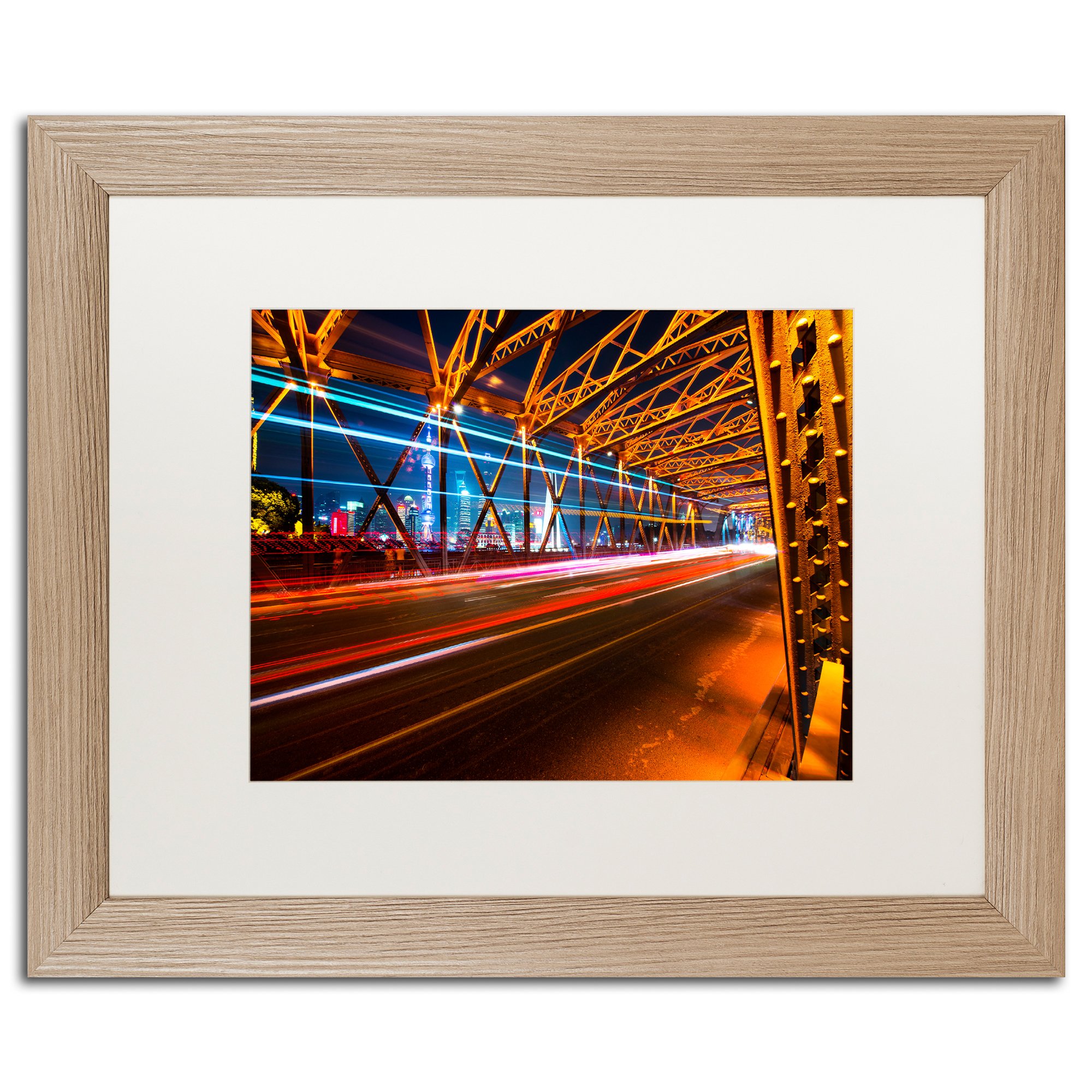 Light Net by Philippe Hugonnard, White Matte, Birch Frame 16x20-Inch