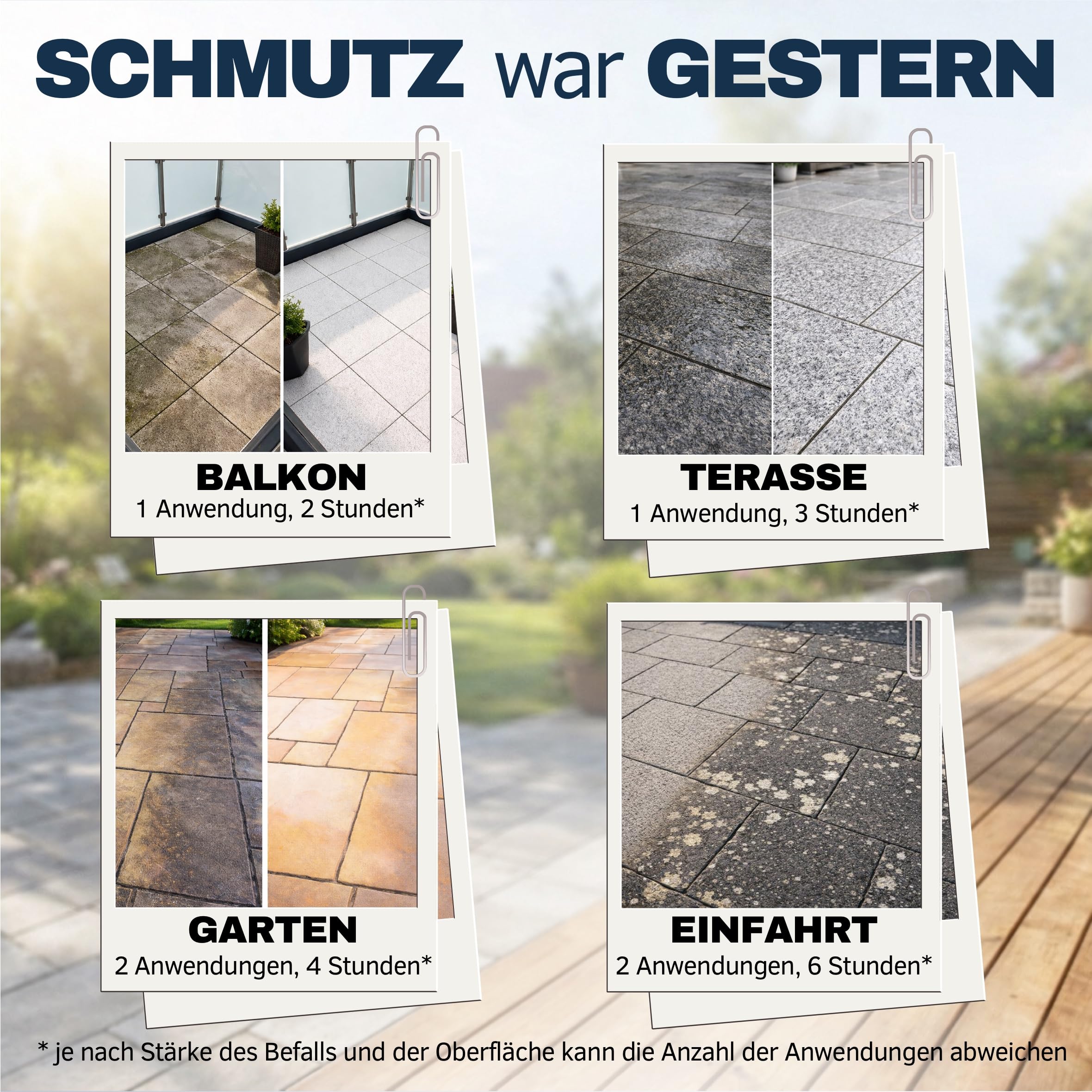 Steinreiniger Ultra Pro, intensiver Steinreiniger mit Sofortwirkung für außen, entfernt Schmutz, Grünbelag, Algen, Pilze und Flechten, Terrassenreiniger, Pflastersteine. (5 Liter Kanister)