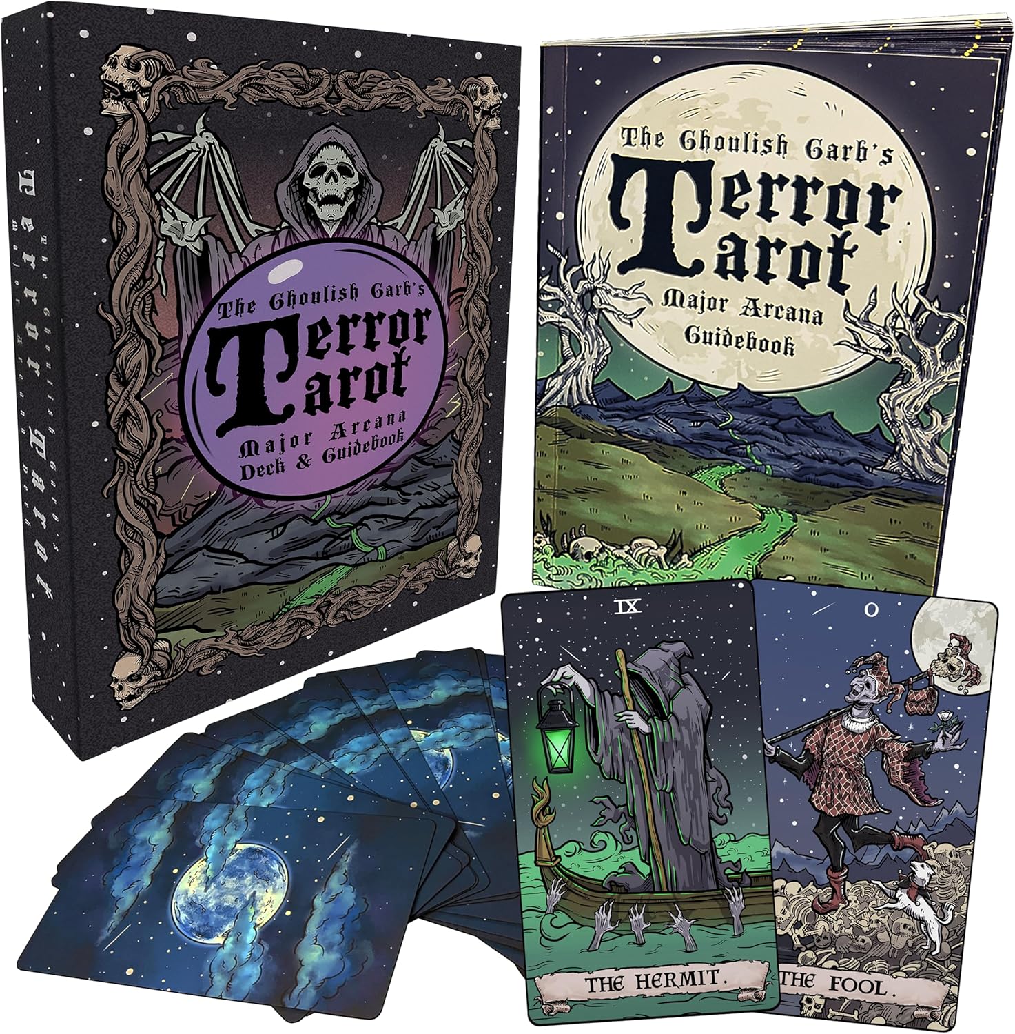The Ghoulish Garb Terror Tarot Card Deck - 23 Card Major Arcana Halloween Tarot Cards and Guidebook Occult Gothic Oracle Cards for Beginners with Guide Book Oracle Decks