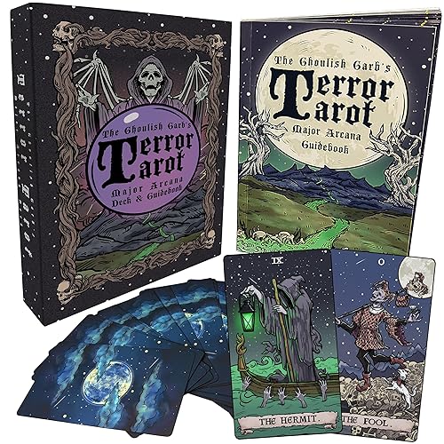 The Ghoulish Garb Terror Tarot Card Deck - 23 Card Major Arcana Halloween Tarot Cards and Guidebook Occult Gothic Oracle Cards for Beginners with Guide Book Oracle Decks