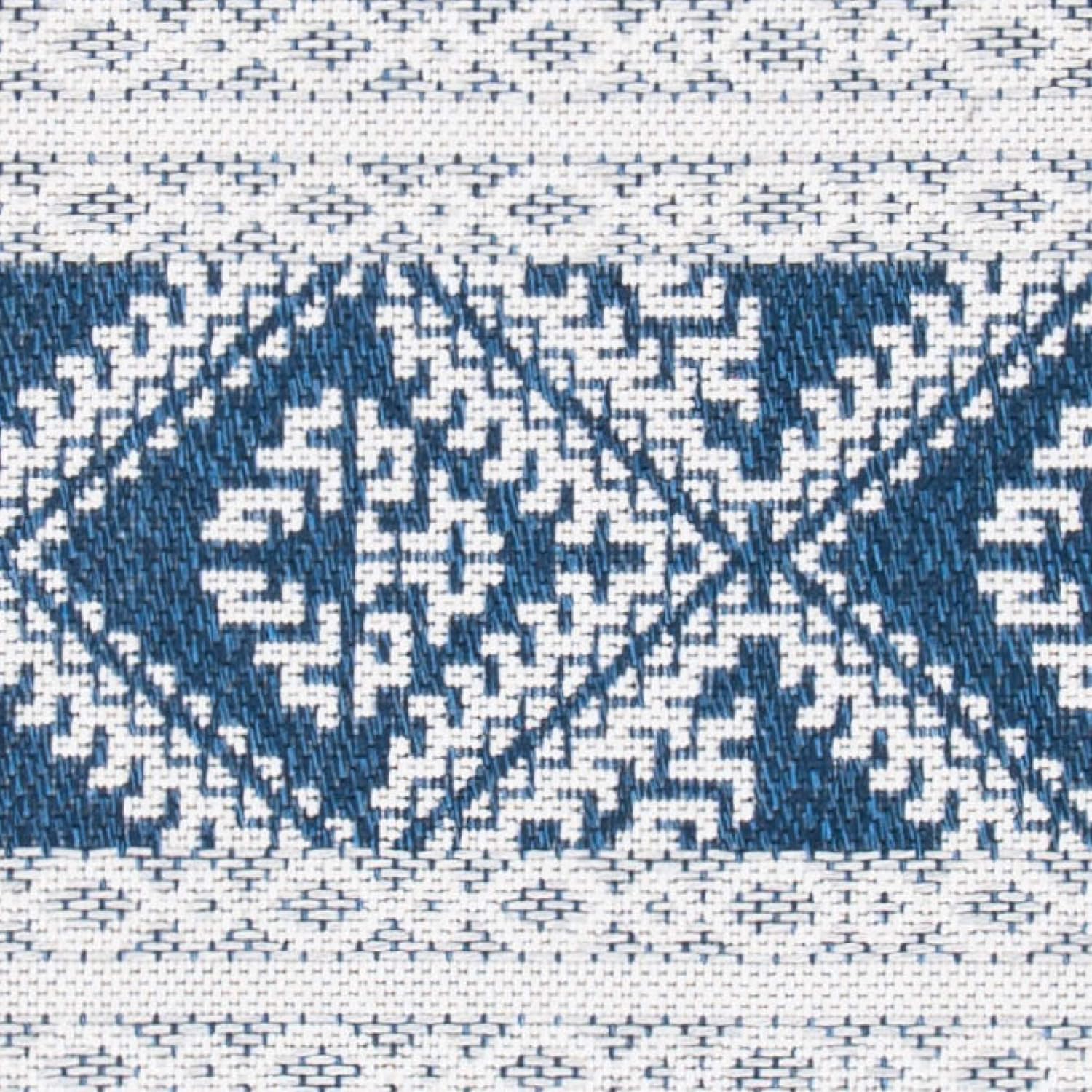 SAFAVIEH Augustine Collection Runner Rug - 2' x 8', Navy & Creme, Rustic Boho Design, Non-Shedding & Easy Care, Ideal for High Traffic Areas in Living Room, Bedroom (AGT445N)