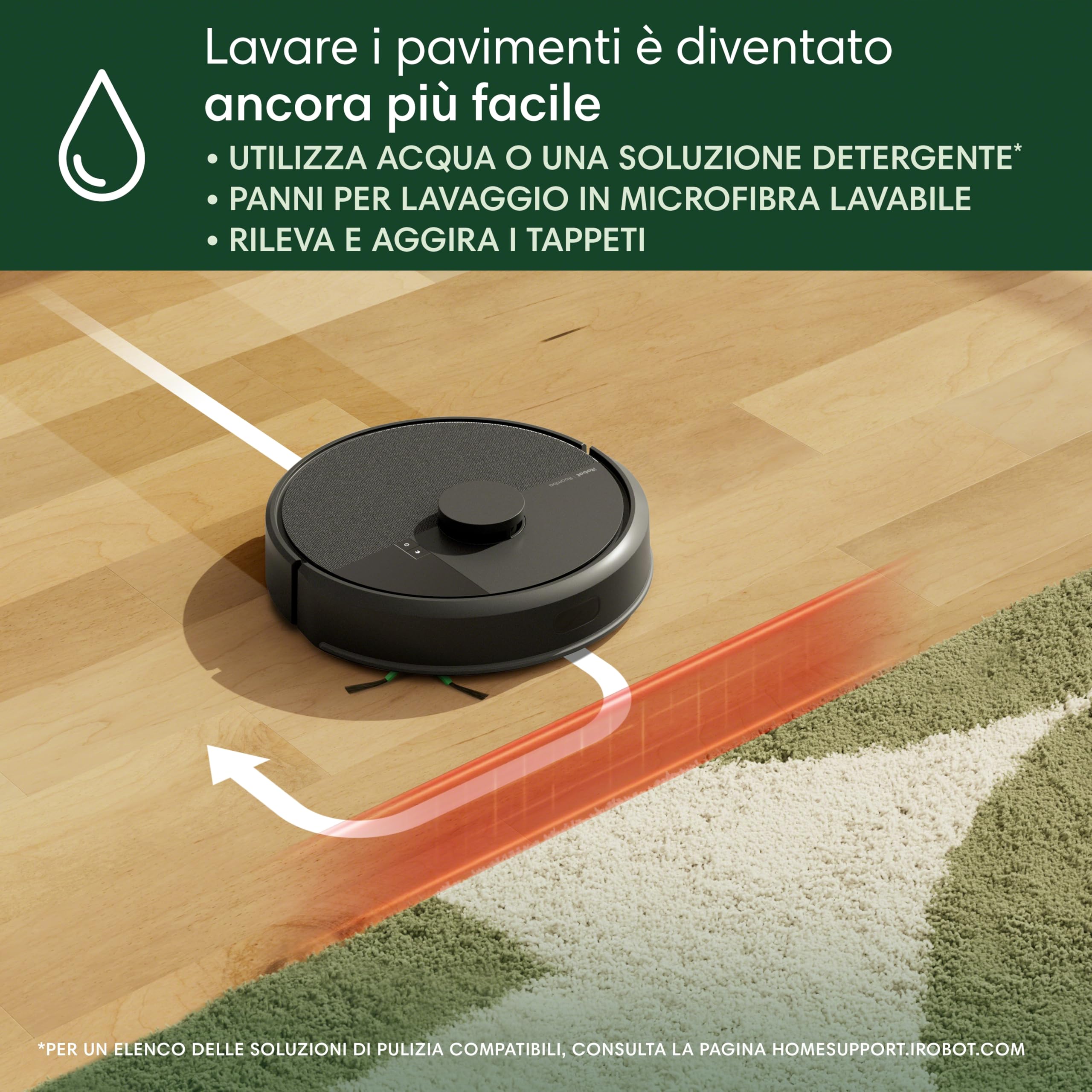 iRobot Roomba 105 Combo, Robot Aspirapolvere Lavapavimenti, Pulizia a 4 Fasi, Navigazione ClearView LiDAR, Rilevamento di Tappeti/Moquette, Pulizia Mirata, Controllo tramite App, Nero