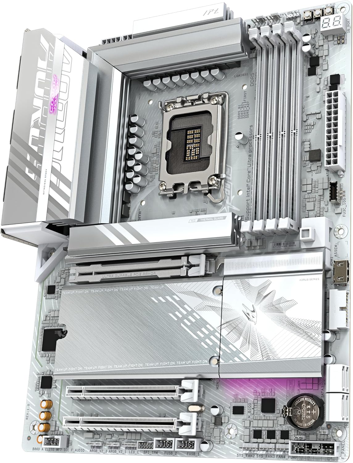 GIGABYTE B860 AORUS Elite WIFI7 ICE Motherboard - Intel Core Ultra Series CPUs, 14+1+2+1 Phases VRM, up to 9200MHz DDR5, 1xPCIe 5.0 + 2xPCIe 4.0 M.2, 2.5GbE LAN, WiFi 7, USB 4