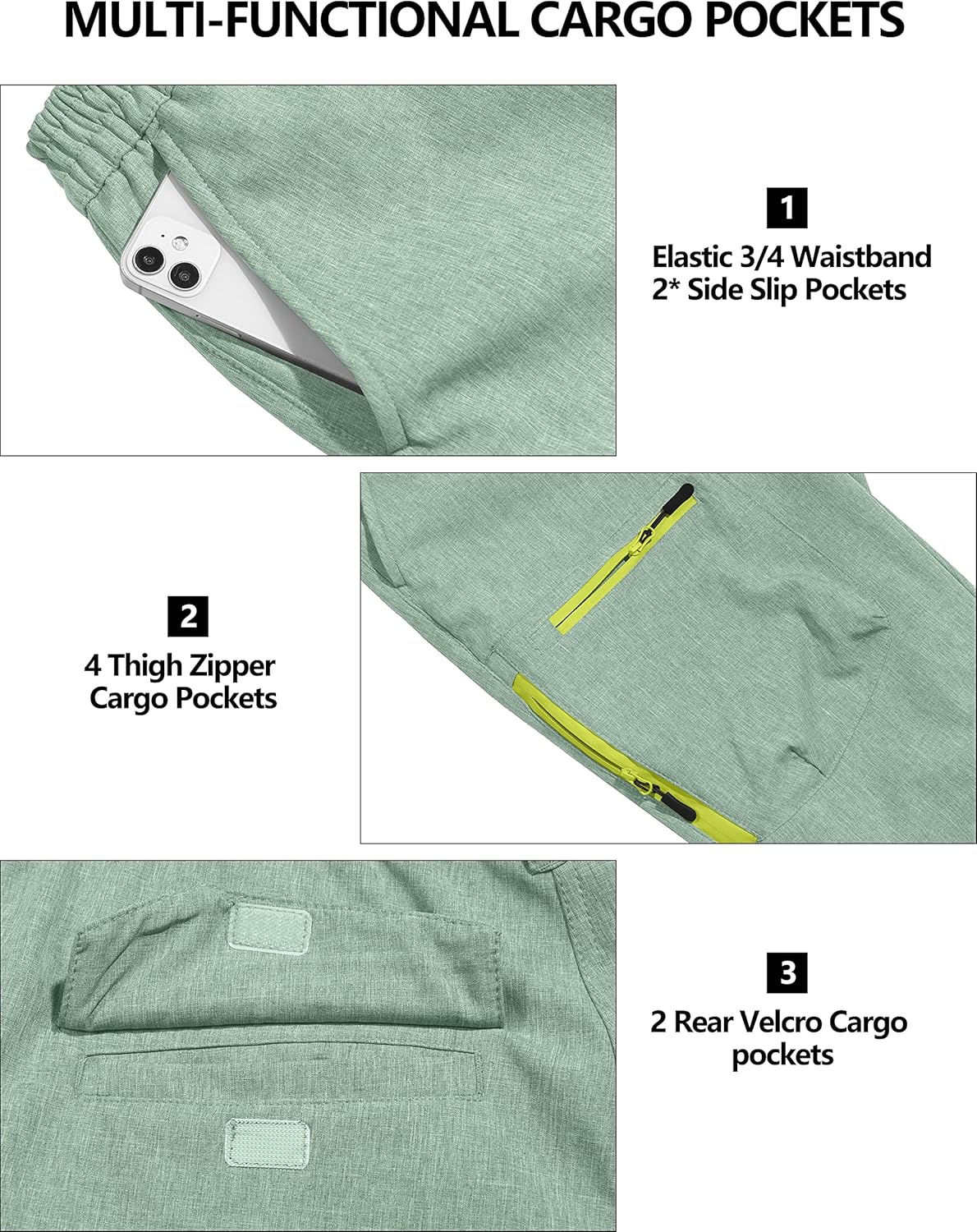 Little Donkey Andy Women's Windproof Hiking Cargo Pants Fleece Lined Water Repellent Ski Snow Softshell Pants - Image 5