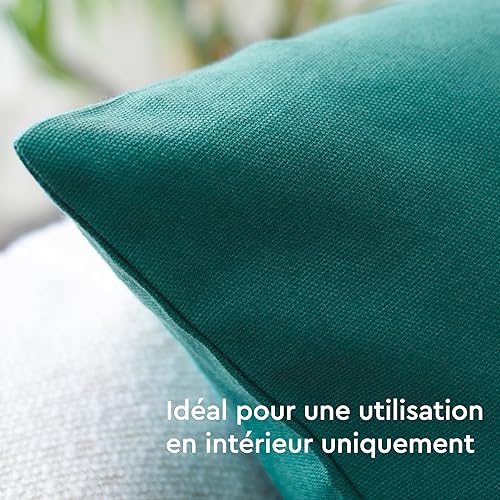 Vista 80 de Encasa Homes - Juego de 2 fundas de almohada, 18 x 18 pulgadas, lona de algodón teñidas, cuadradas, decorativas, para sofá, silla, cama y hogar, Azul