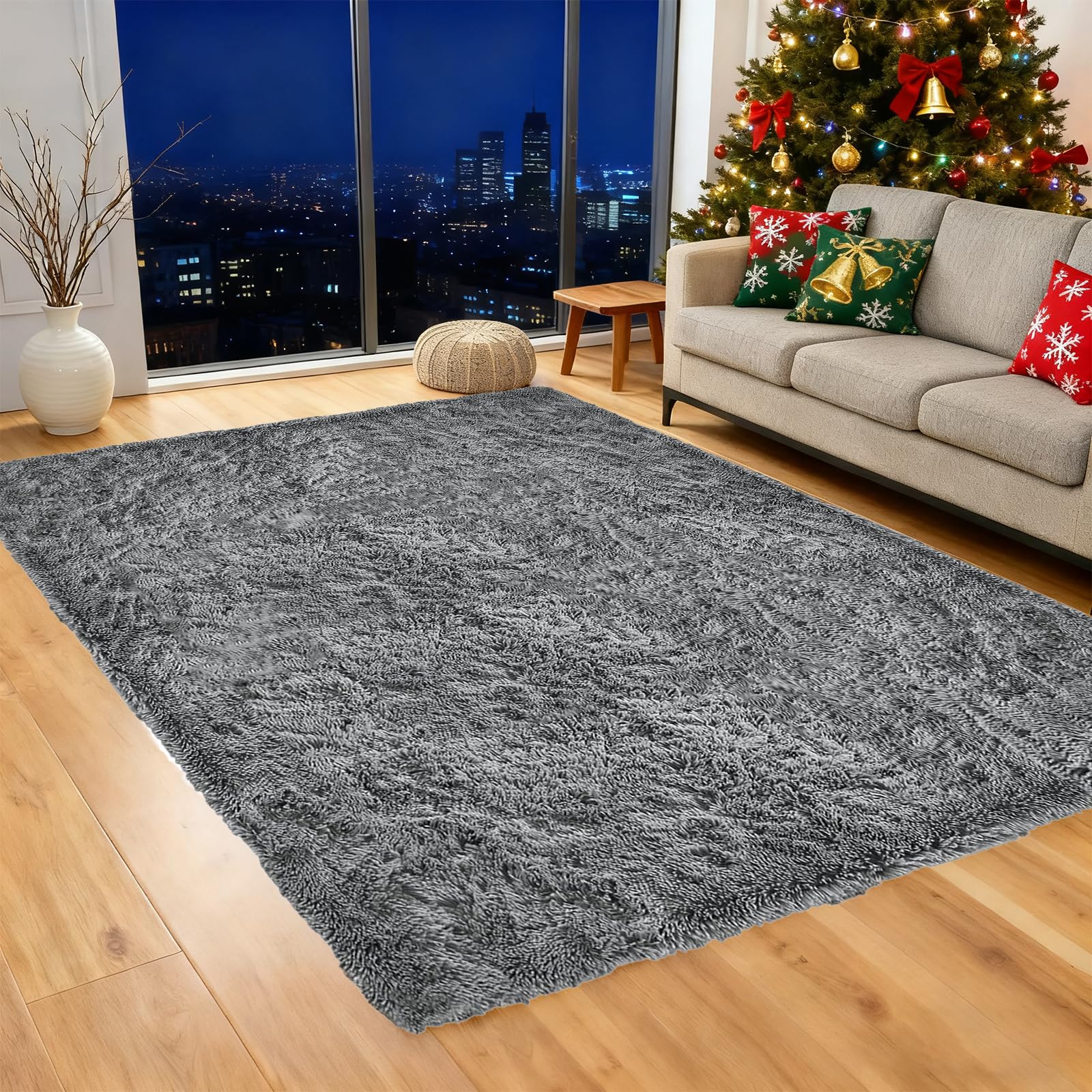 Tapis shaggy antidérapant super doux qui ne perd pas ses poils