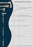 Vista 4 de 36'' Walking Stick Cane with Brass Derby Handle for Men & Women with Carving Joint Ring & 6cm Bottom Tip Hand Carved Wooden Stick