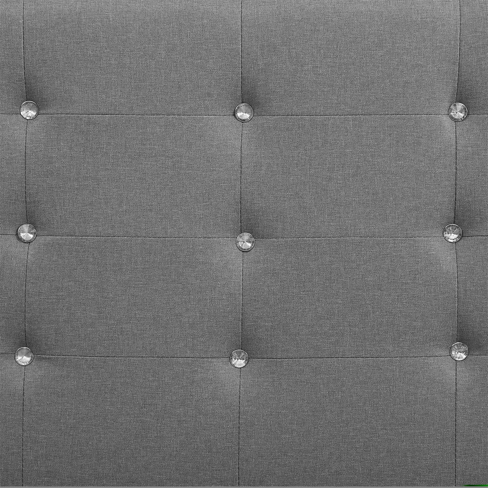 CARO-Möbel Polsterbett Delaware Bettgestell 90 x 200 cm Einzelbett Designbett mit Strasssteinen inklusive Lattenrost Textilbezug in grau