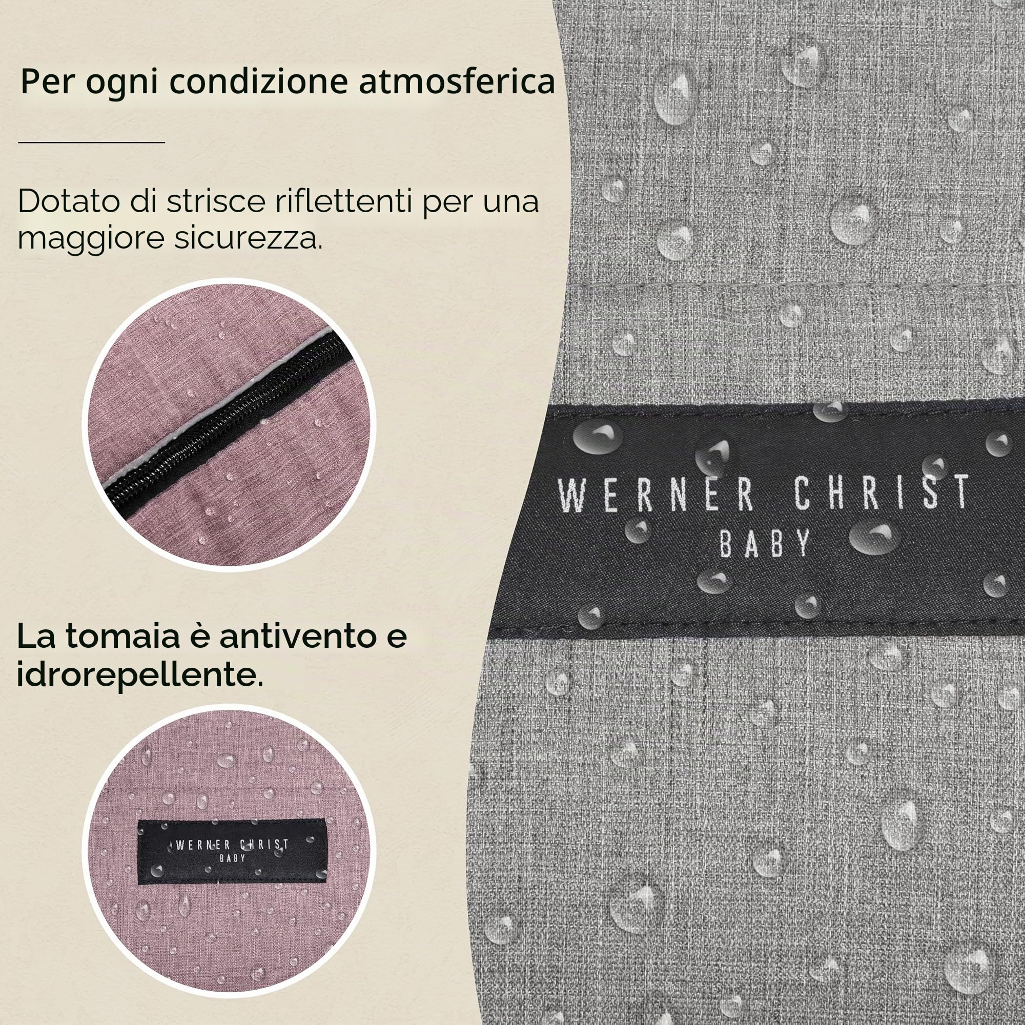 CHRIST WERNER BABY - Coprigambe invernale in pelliccia di agnello, con fodera in vera pelliccia rimovibile, utilizzabile come inserto per passeggino (2 in 1) in rosa