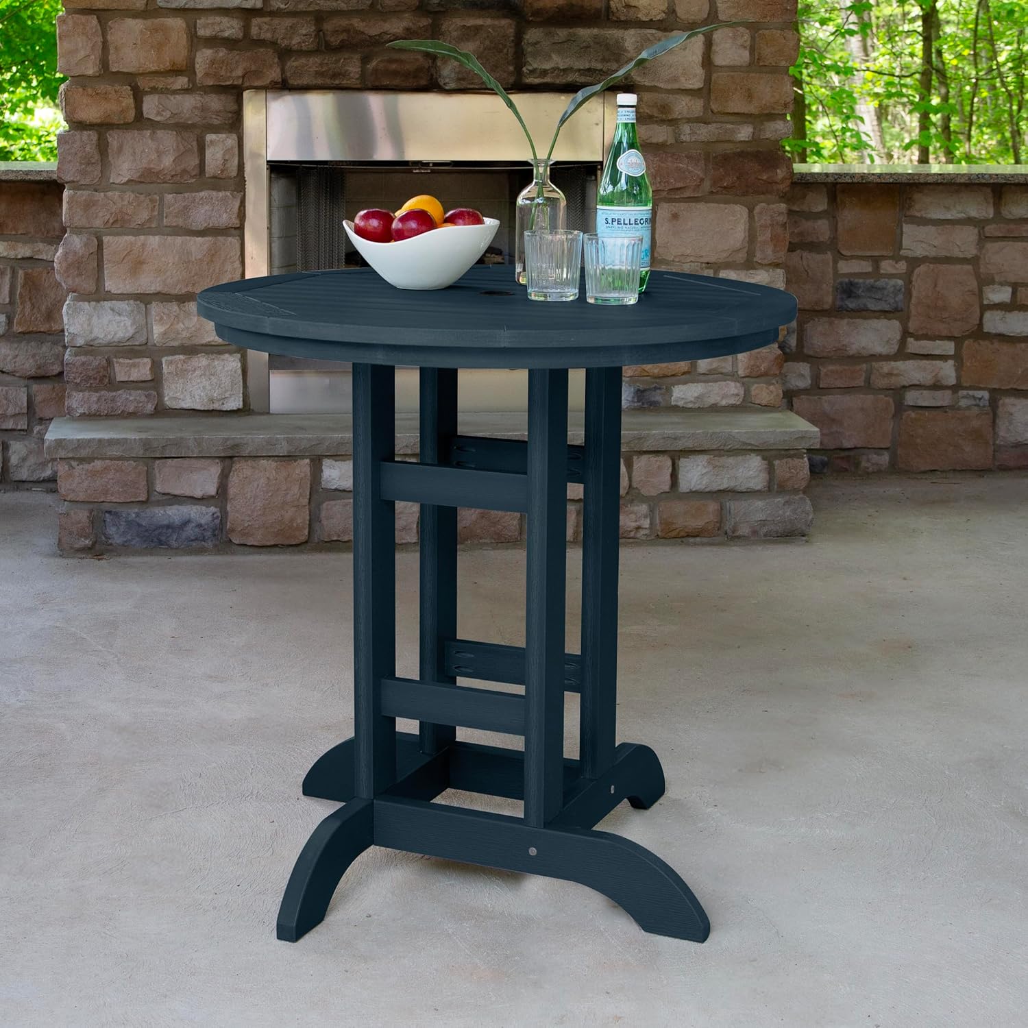 Highwood Lehigh 3 Piece Patio Bistro Dining Set, Counter Height, Federal Blue