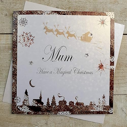 White Cotton Cards C1-M "Mum Have a Magical Christmas" Handmade