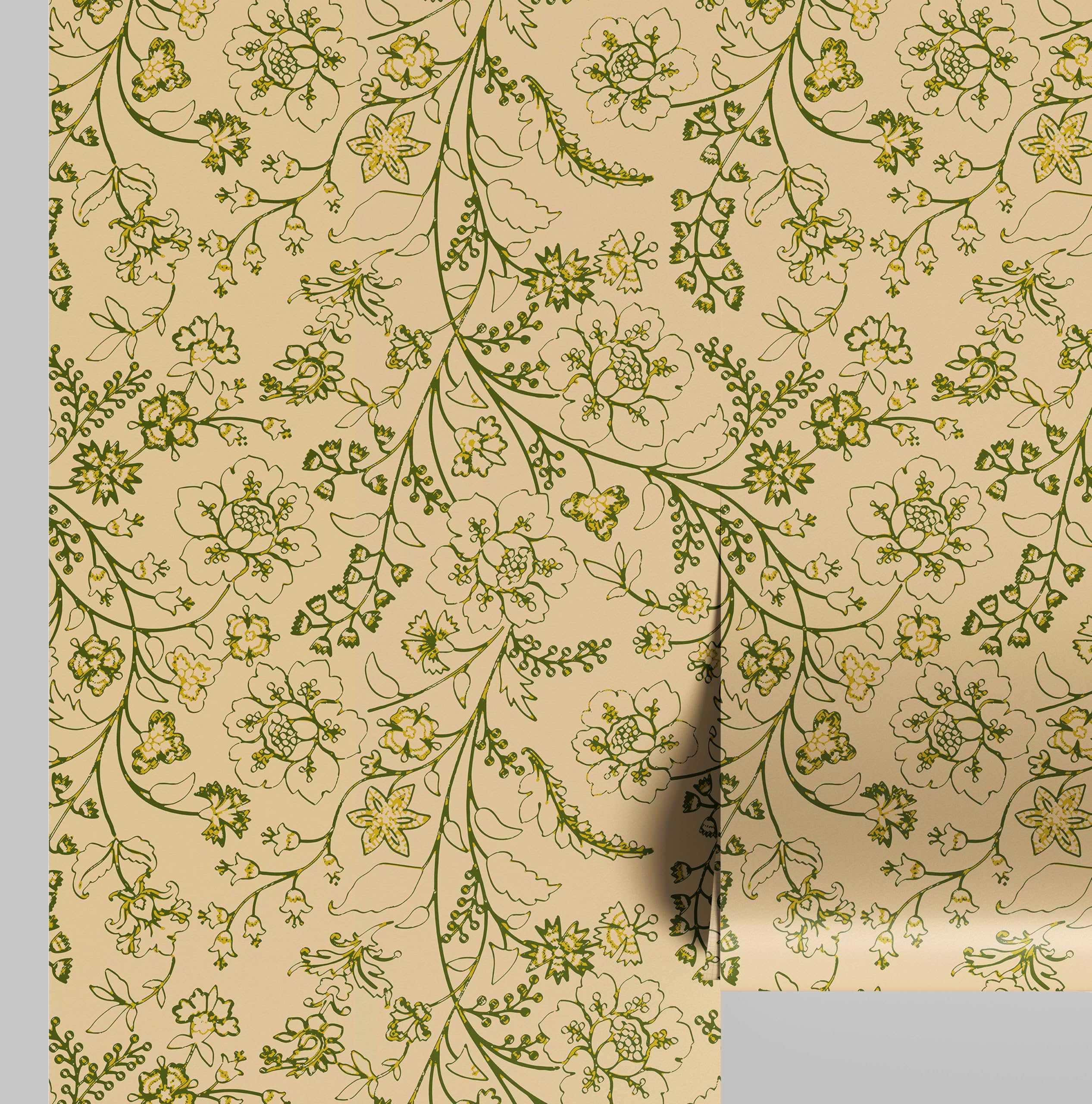 Papier peint autocollant amovible et imperméable beige vigne