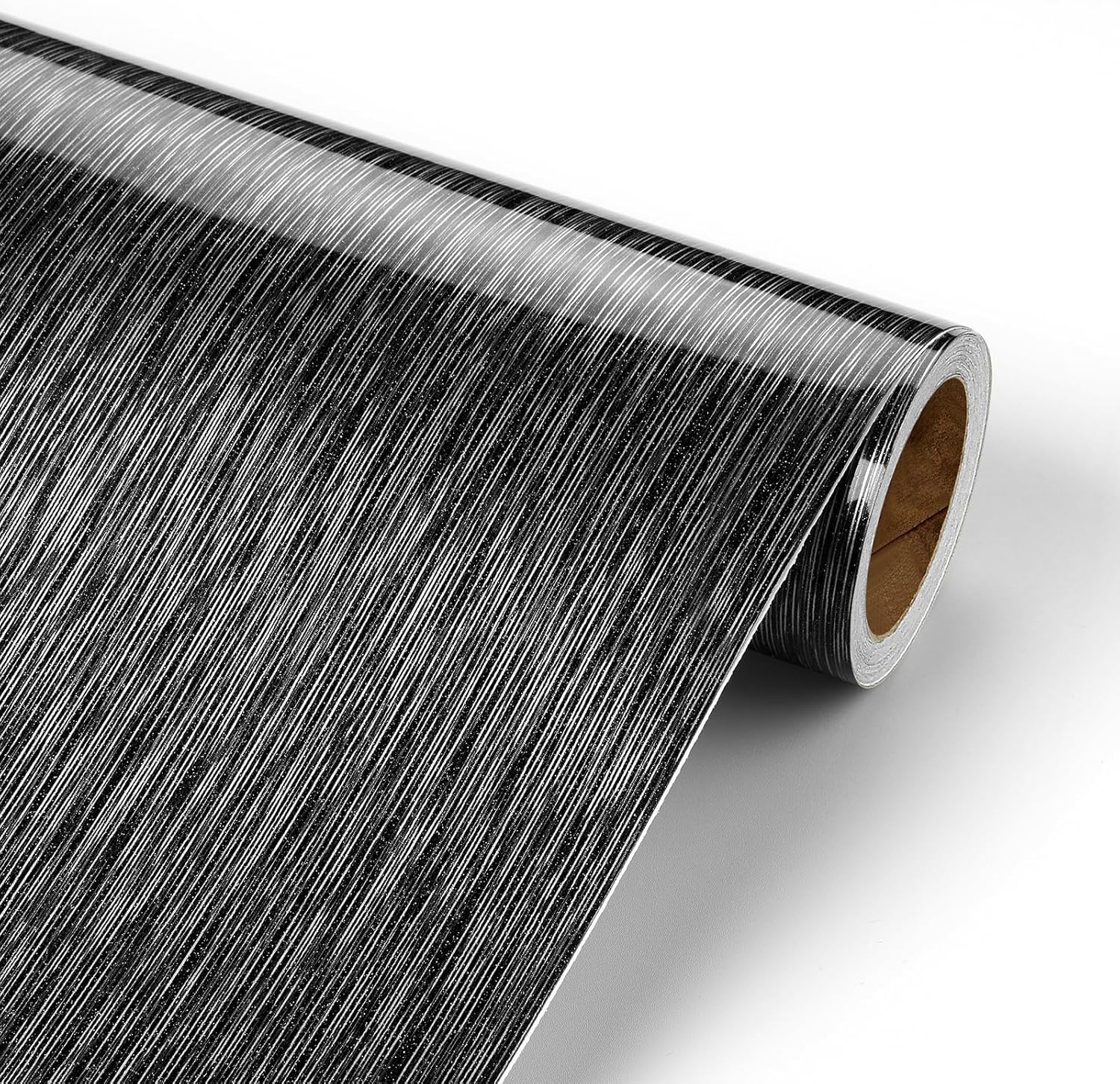 YENHOME 30"X118" Luxury Lustrous Stainless Steel Contact Paper Peel and Stick Countertop Contact Paper Waterproof Metallic Wallpaper for Cabinet Stainless Steel Wallpaper for Fridge Silver Black