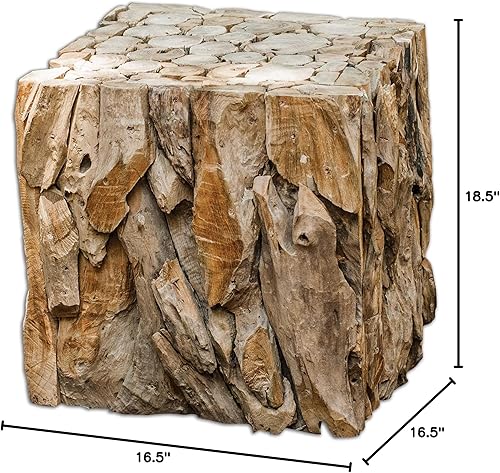 Miniatura 3 de Uttermost Mesa de cubo de madera de teca recuperada de 19"