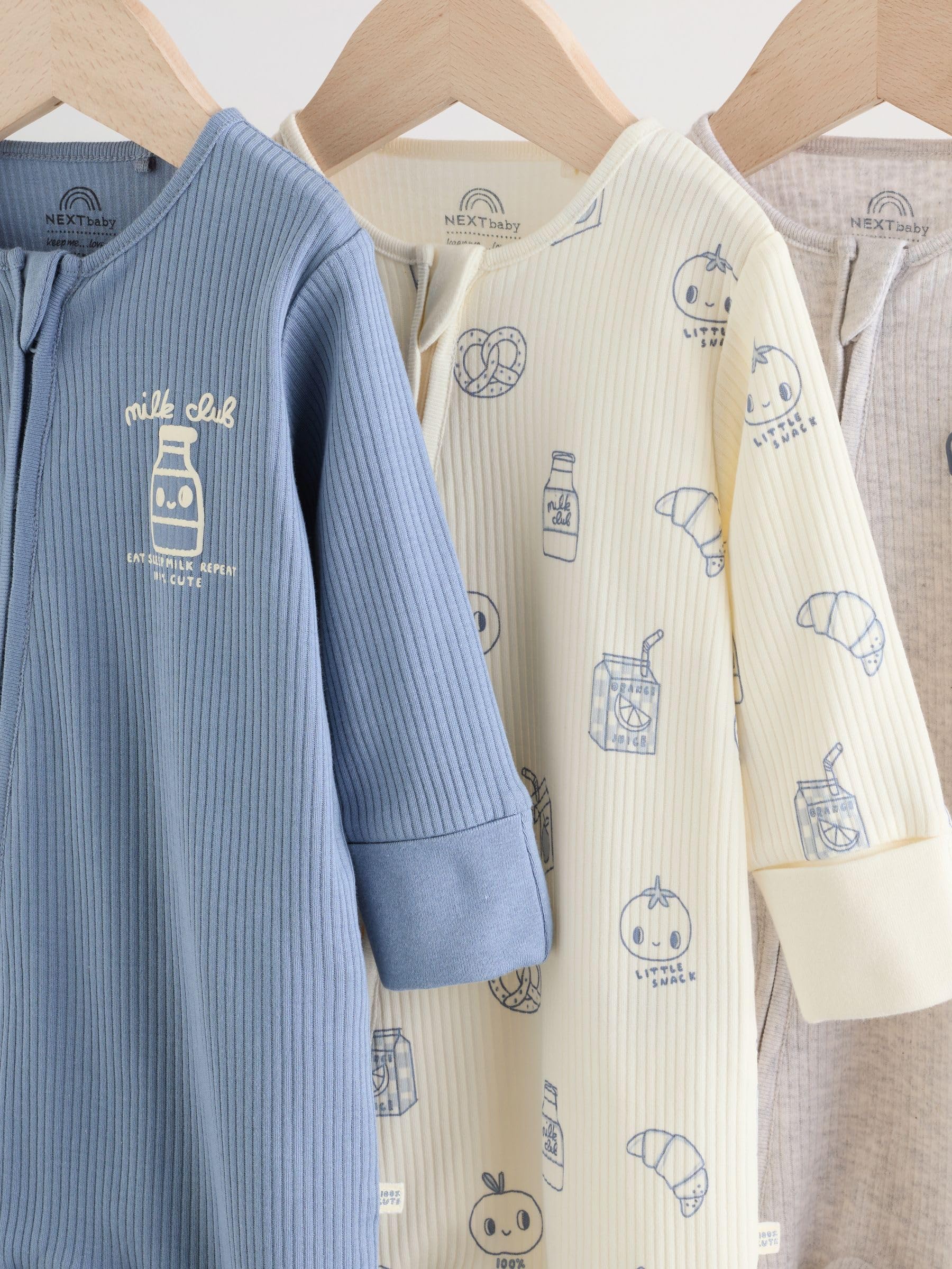 NEXT Bambini Confezione da 3 Tutine Bebè con Zip bidirezionale